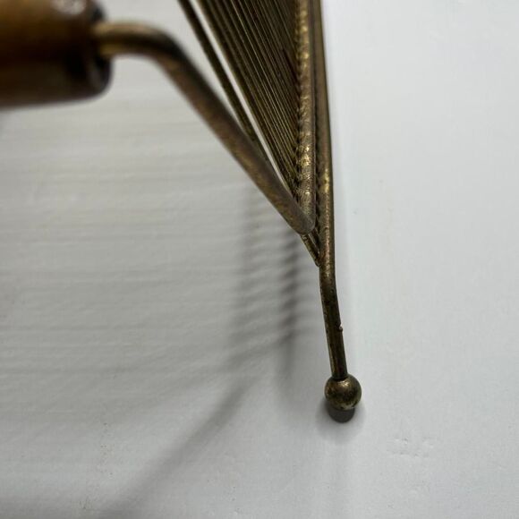 Mid-century modern brass and wood record magazine holder home - Picture 8 of 8
